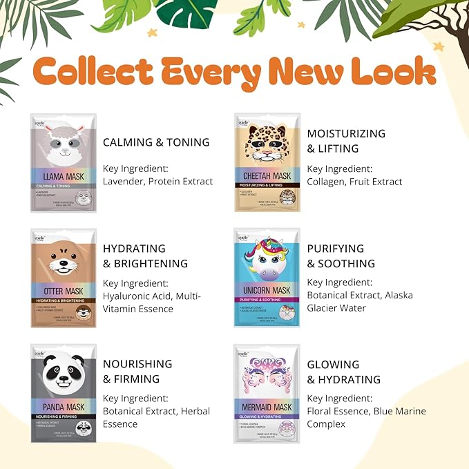 Epielle Character Face Mask Mystical Safari 12 Pack, Fun & Effective Korean - Image 3