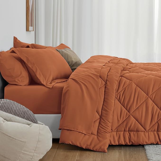 Love's cabin California King Comforter Set Terracotta, 7 Pieces California King - Image 3