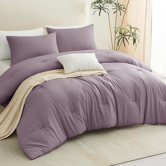 CozyLux Twin Comforter Set Dusty Purple, 2 Pieces Twin Extra Long Solid - Image 8
