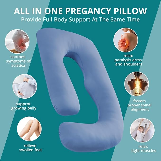 Sasttie Pregnancy Pillows for Sleeping, U Shaped Cooling Full Body Pillow - Image 7