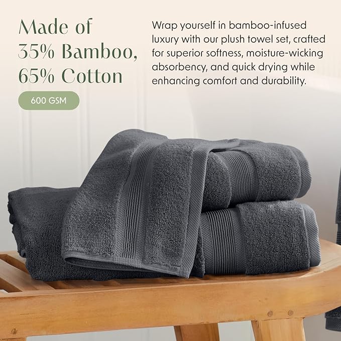 Springtree Home Luxury Viscose from Bamboo Bath Towel Set of 4 | 35% Viscose - Image 3