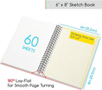 MEEDEN 6"x8" Sketchbook Paper Pad: 122lb/180gsm Spiral Bound Art Sketch Book with DIY Cover for Artists Adults - 60 Sheets Heavy Weight Hardcover Sketch Drawing Paper for Painting Sketching Writing