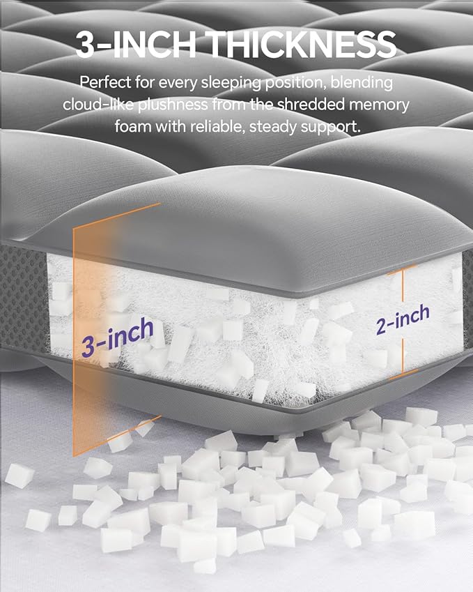ChiXpace Dual Layer 5 Inch Memory Foam Mattress Topper Queen - Image 2