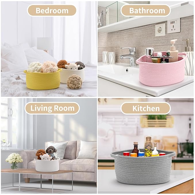 Happyiren Cute Woven Cotton Rope Basket - Image 4