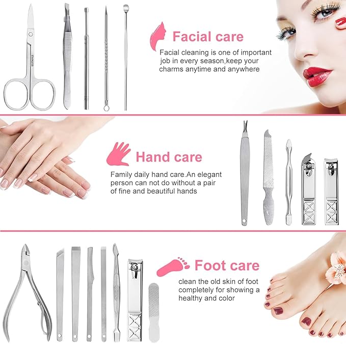 Yougai Manicure Set Professional Nail Clippers Set, Pedicure Set Nail Grooming - Image 2