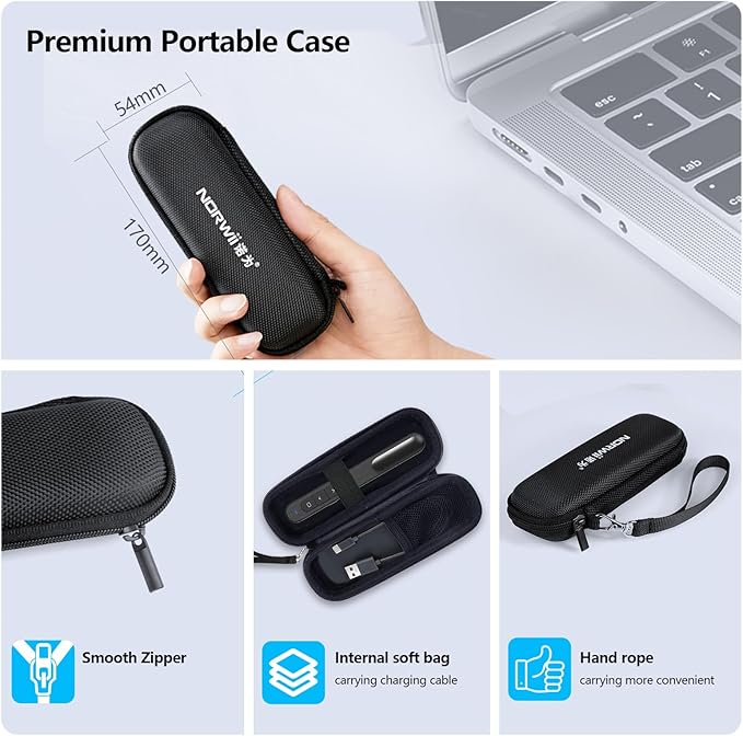 Norwii N76 Rechargeable Presentation clicker, Long Range Presentation Remote, Wireless Presenter, Pointer for PowerPoint Presentations, Slide Control - Green Light+Case