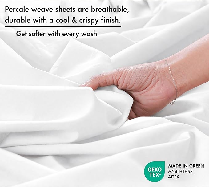 RUVANTI 100% Cotton Sheets – Twin XL Size Percale Bedding, Cooling & Breathable - Image 4