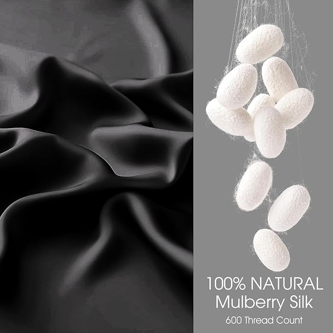100% Silk Pillow Cases 2 Pack Queen Size Mulberry Silk Pillowcase - Image 2