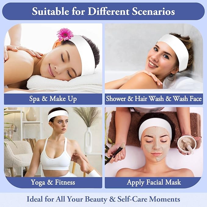 Sublaga 40 Pcs Disposable Spa Facial Headbands, Stretch Headband Wrap - Image 7