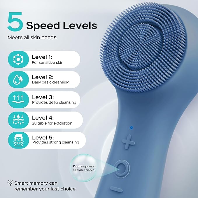 COSLUS FBS03 Face Scrubber Facial Cleansing Brush: 2 in 1 Spin and Vibration - Image 7