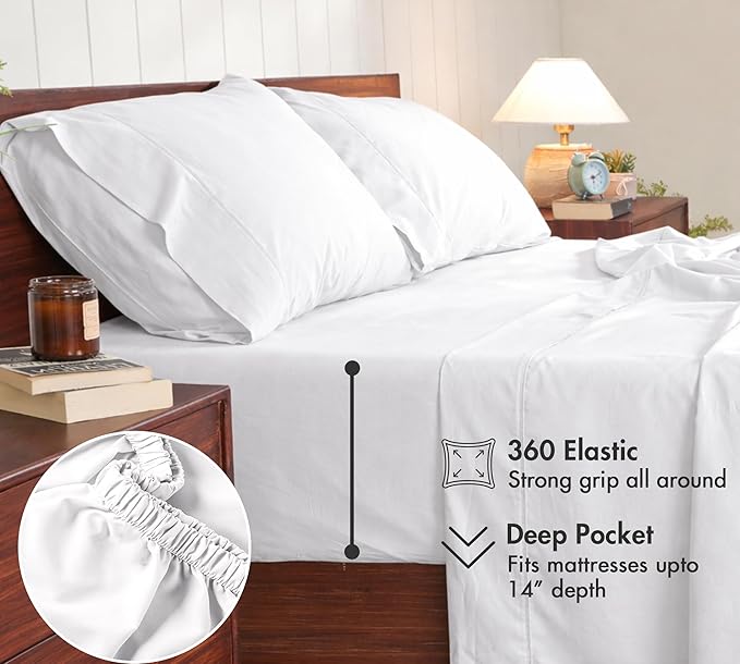RUVANTI 100% Cotton Sheets – California King Percale Bedding, Cooling & - Image 6