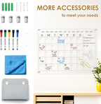 MAKELLO Acrylic Calendar for Wall 24" x 18", Clear Dry Erase Calendar for Office, School, Home, Bedroom, 4 Pens, Pen Holder, Wall-Mount Screws
