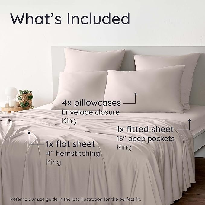 Bambaw 100% Viscose Derived from Bamboo Sheets King Size Set – 6pcs Deep Pocket - Image 2