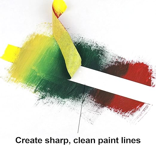 BOMEI PACK Yellow Painters Tape 1 Inch Bulk - Paint Tape 10 Rolls x 1 Inch x 55 Yards - Painter's Tape Yellow Masking Tape for Walls Painting, DIY Crafting, and School Projects, Total 550 Yards