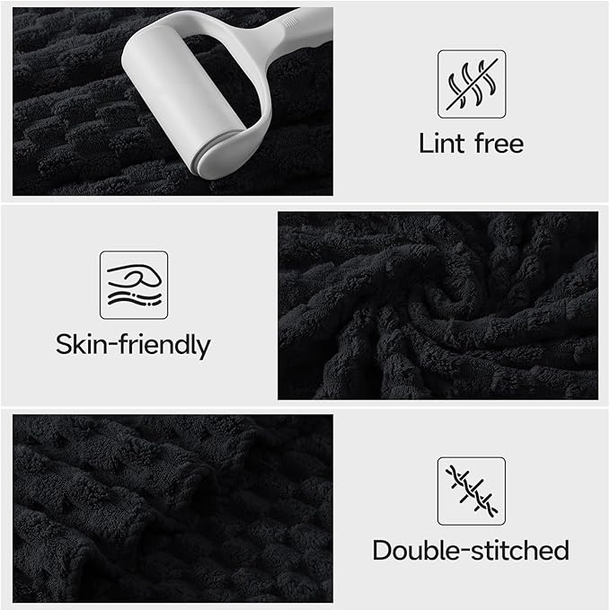 REDKISS Black Microfiber Towels Set of 6-35x70 Inches Oversized Bath Sheets - Image 5