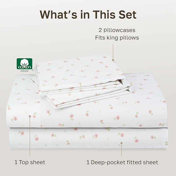 California Design Den Soft 100% Cotton King Size Bed Sheets Set, 400 Thread - Image 4