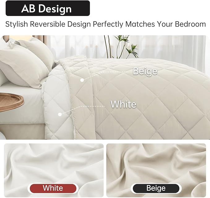 MUXHOMO 7 Pieces Queen Comforter Set, Reversible Bed in a Bag Queen Size - Image 3