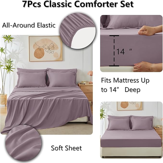 CozyLux Full Size Comforter Sets Dusty Purple - Image 5