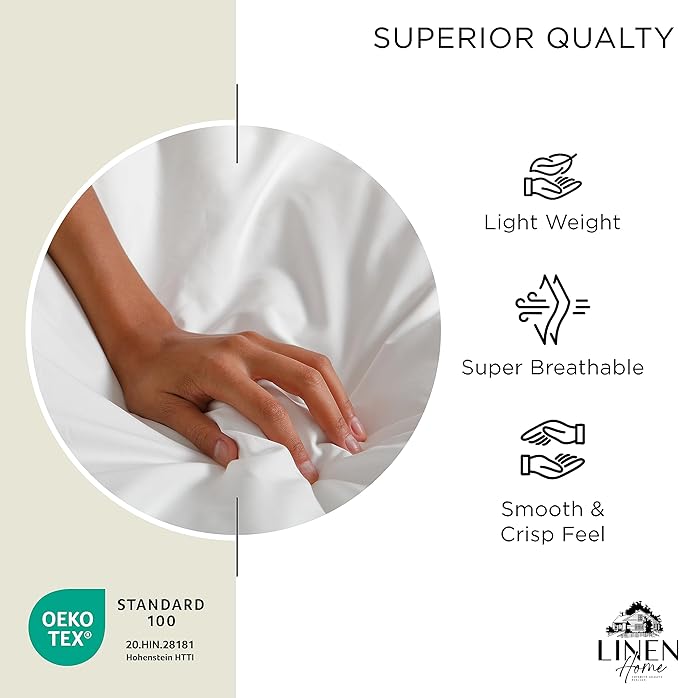 Linen Home 100% Cotton Percale 1 Flat Sheet, Queen Size - Image 5