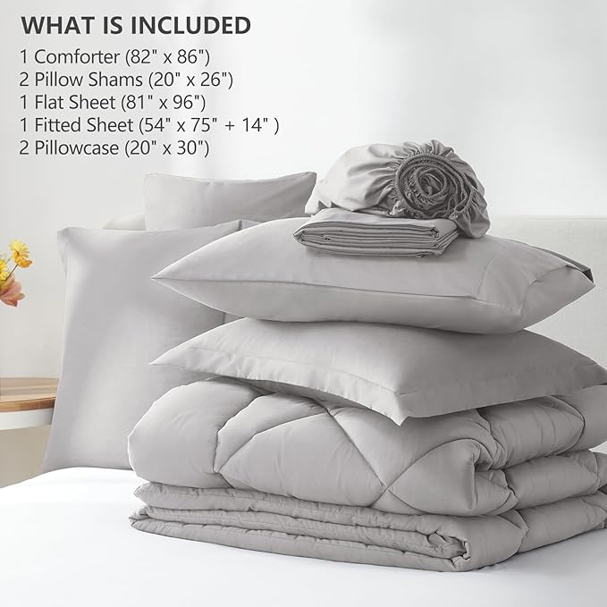 CozyLux Full Size Comforter Sets French Grey - Image 6