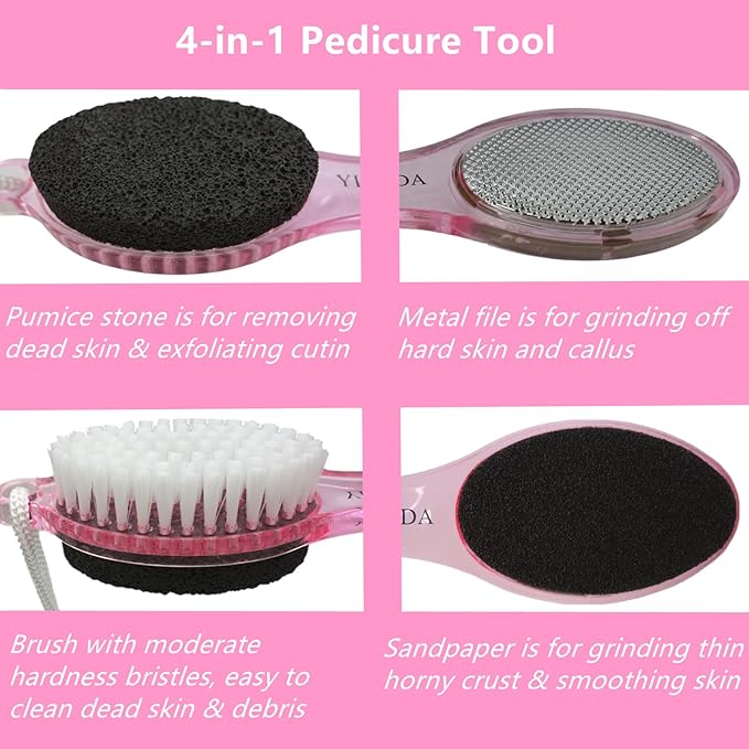 Foot File Callus Remover 4-in-1, Scrubber Brush, Foot Rasp and Sand Paper - Image 2