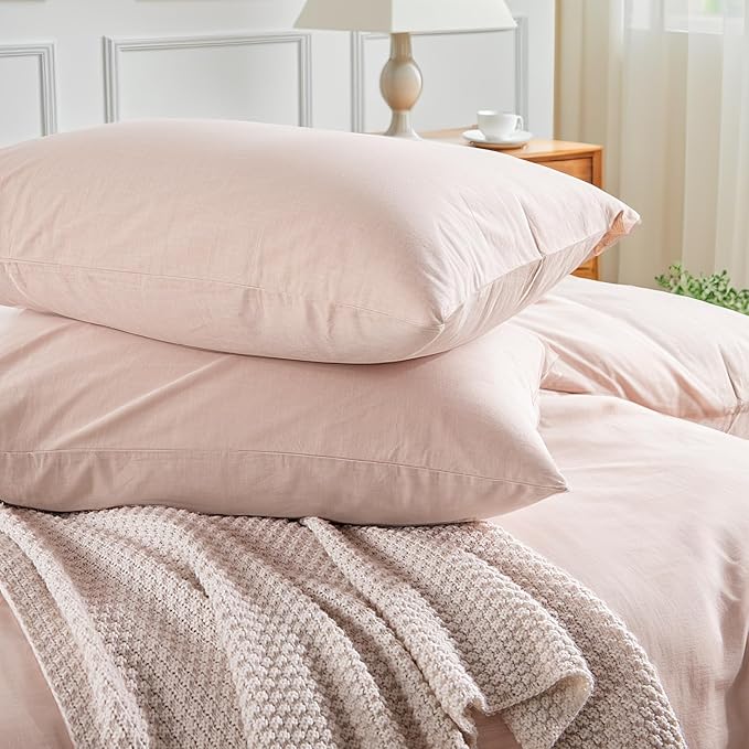 NEXHOME PRO Duvet Cover Set Queen Size Linen Look Textured Organic Natural 100% - Image 6