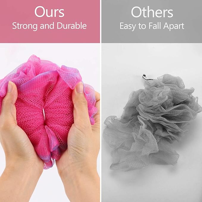 BTYMS 4 Pieces 75g/pc Shower Loofahs Large Bath Sponge Mesh Pouf Wash Puff - Image 4