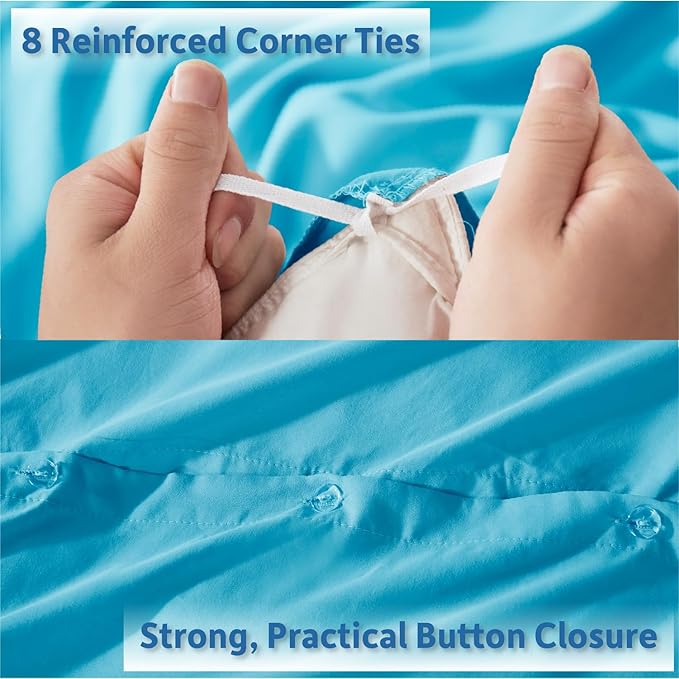 Nestl Bright Blue California King Duvet Cover Sets - Image 4