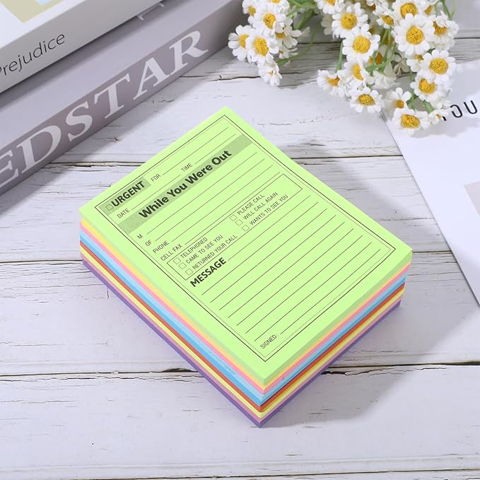 9 Pieces Phone Message Pads for Office Sticky Notes, While You were Out Message Pad Assorted Colors, Self Adhesive Sticky Notes Urgent Record for Work Call 4 x 6 Inch, Office Supplies, 50 Sheets/Pack