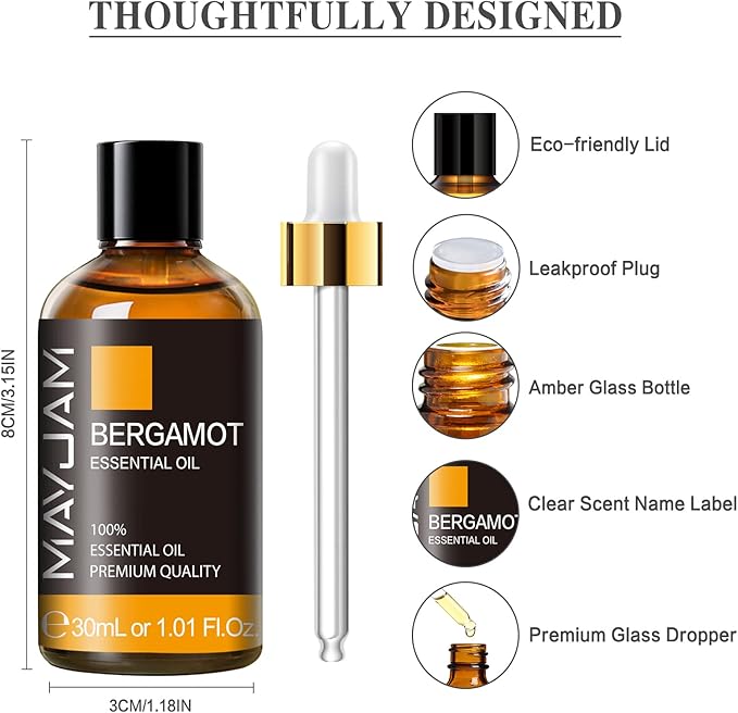 Bergamot Essential Oil 30ml/1.01fl.oz, MAYJAM Premium Bergamot Oils - Image 6