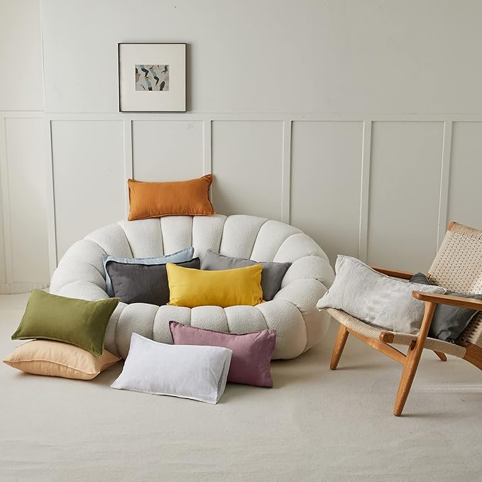 Simple&Opulence 100% Linen Lumbar Pillow Cover 12 x 20 Inches Set of 2 - Image 6