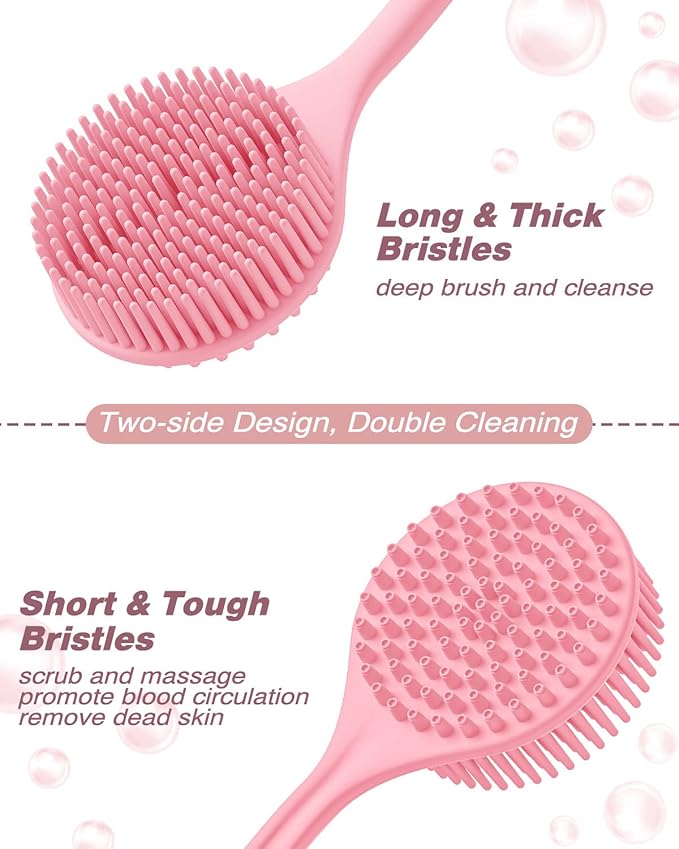 Manmihealth Silicone Back Scrubber & Bath Glove & Face Brush Set, - Image 4