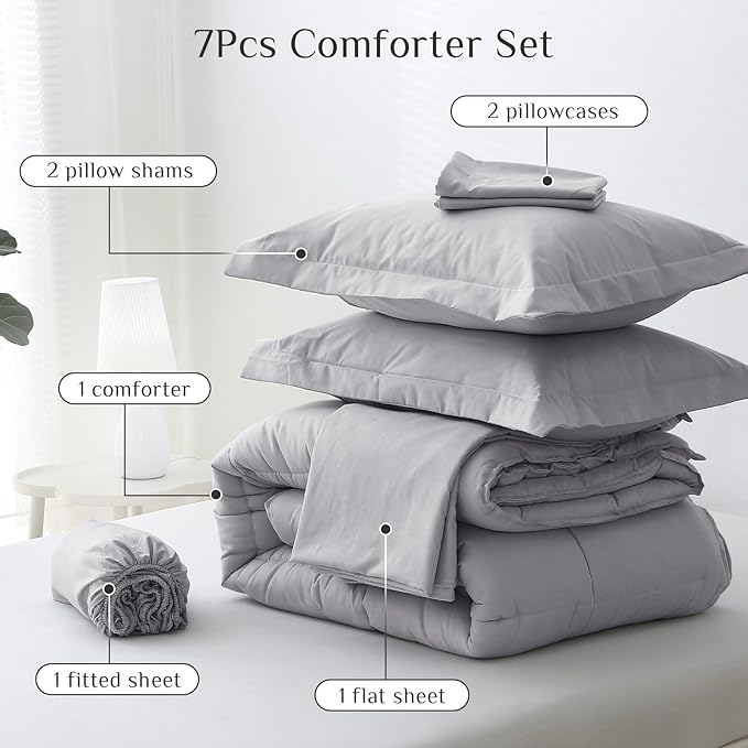 JOLLYVOGUE Full Comforter Set, Ultra-Soft Bed in a Bag Full Size 7 Pieces - Image 5