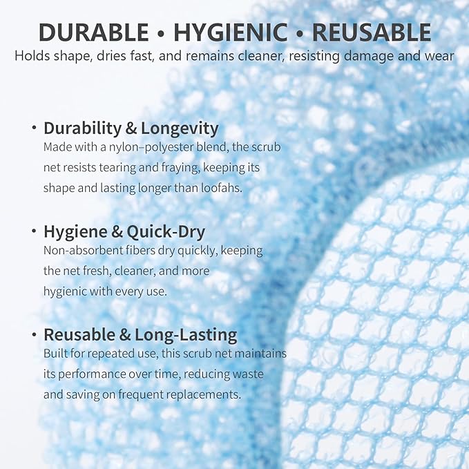 Silicone Body Scrubber & Scrub Nets, BEAUTAIL 4 Pack – Rich Foam and Exfoliation - Image 3