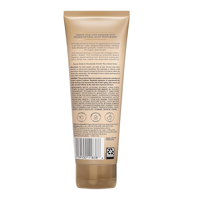 Jergens Natural Glow +Firming Self Tanner Body Lotion, Medium to Deep Skin Tone - Image 12