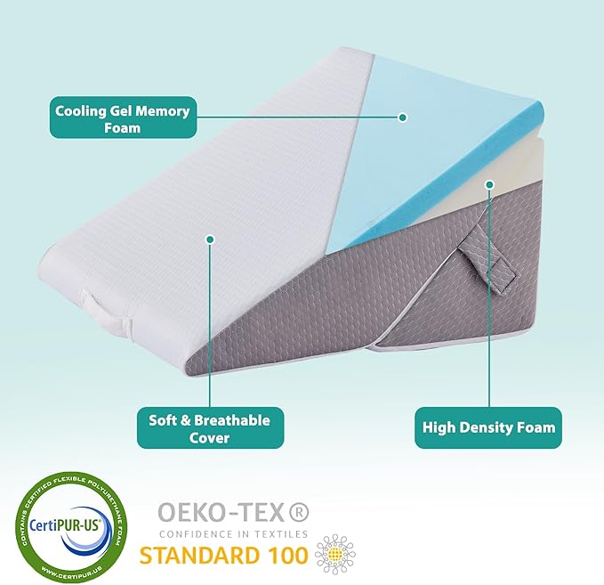 Bedluxe Wedge Pillow for Sleeping, Adjustable 9&12 Inch Foldable Bed Wedge - Image 8