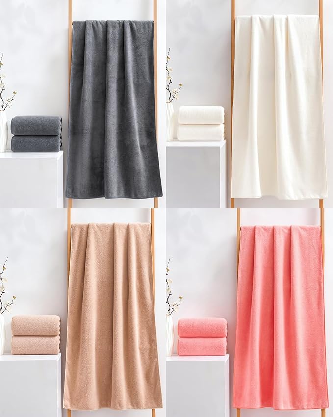 Lumimi Towel Set of 8 Very Soft Microfiber 4 Bath and 4 Hand Towels Quick Dry - Image 6