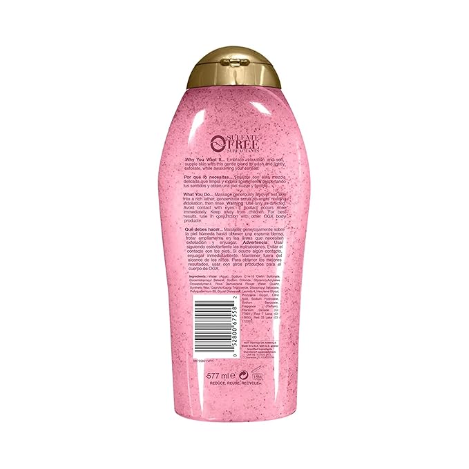 OGX Sensitive + Rose Water & Pink Sea Salt Exfoliating Body Scrub + Rose Quartz - Image 9