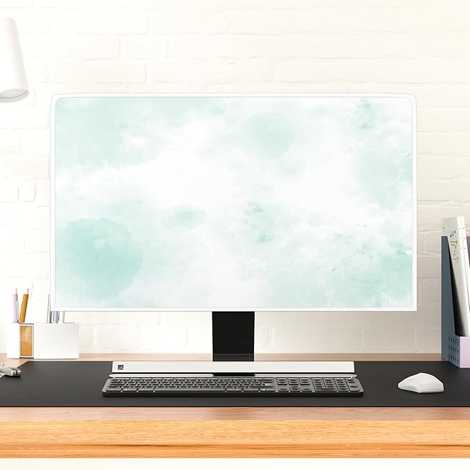 Baocicco Abstract Watercolor Waterproof Computer Monitor Cover 26, 27, 28 Inch Cyan Marble Dip Dyeing Dust Proof Monitor Covers for Computer Screen Anti-Static Dustproof Protective，Mint Green