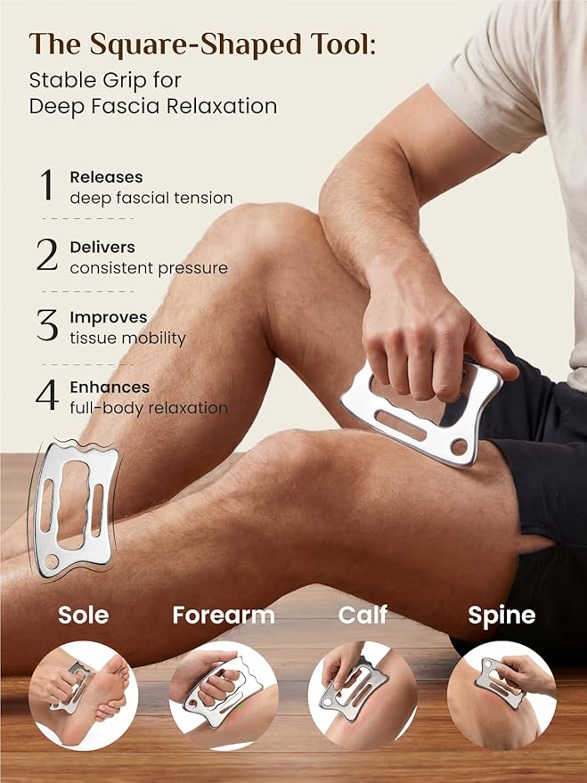 Rena Chris Muscle Scraper Tool Set, Stainless Steel Body Gua Sha - Image 5