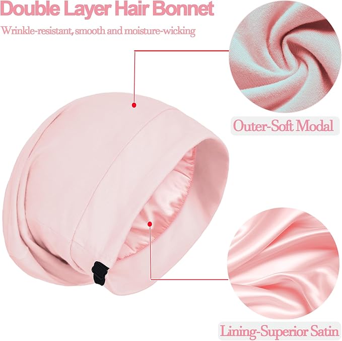 Satin Bonnet for Sleeping Night Cap, Adjustable Satin Lined Silk Bonnets Sleep - Image 6