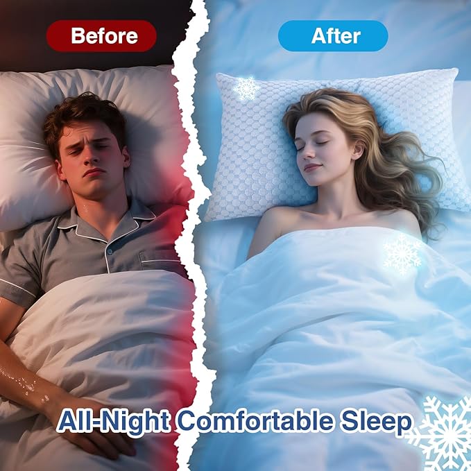 Favocama Cooling Pillow for Sleeping, Shredded Memory Foam Pillows Standard - Image 8