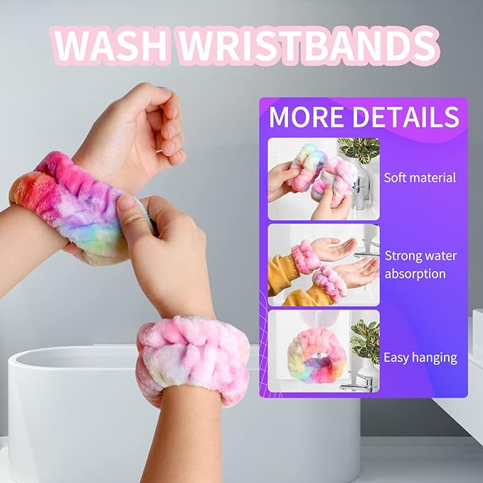 WSYUB Spa Headband and Wrist Bands, Makeup Headband and Wrist Towels - Image 6