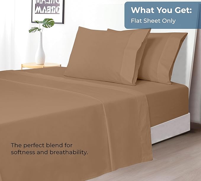 Royale Linens 100% Organic Cotton Twin XL Flat Sheet Only - Image 5