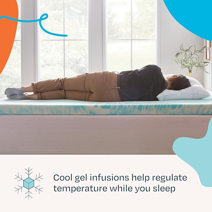 Linenspa 3 Inch Swirl Gel Memory Foam Mattress Topper, King Size – Cooling Gel - Image 2