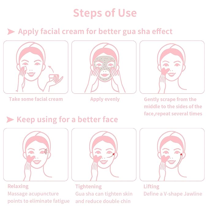Gua Sha Facial Tools, Rose Quartz Guasha Tool - Image 4