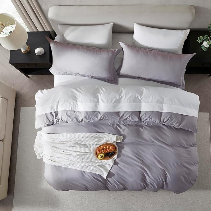 Nestl Grey Lavender Duvet Cover Queen Size - Image 5