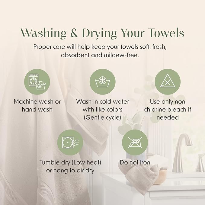 Springtree Home Luxury Bamboo Rayon Bath Towel Set 6 Piece Set | 35% Bamboo - Image 8