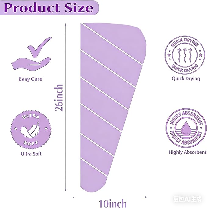 3 Pack Microfiber Hair Towel Wrap - Image 2
