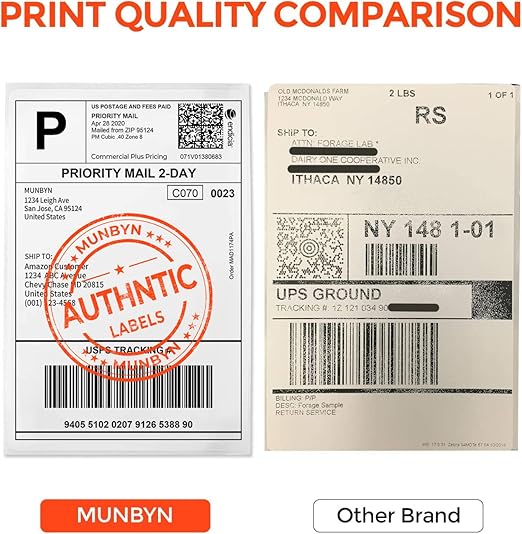MUNBYN 4x6 Inch Direct Thermal Shipping Labels, 6000 Pcs/12 Rolls(500 Pcs per Roll), Shipping Label Paper for Thermal Printers